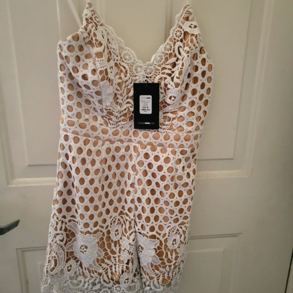 White crochet romper